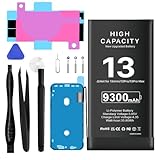 【9300mAh HAUT CAPACITÉ 】Batterie de capacité étendue 9300mAh compatible avec iPhone 13, batterie avec plus de puissance que la batterie d'origine. La nouvelle capacité de cellule de batterie 0 cycle est mise à niveau pour stocker plus d'énergie, apporter plus de temps de veille, augmenter la durée de vie de la batterie et réduire vos temps de recharge. Dites adieu aux problèmes des anciennes batteries !