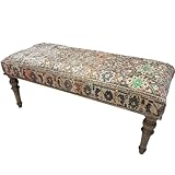 EASTERNRUGARTS Large Ottoman Bench for Bedroom End of Bed King Size, Large Ottomans for Living Room Dining Room Entryway, Boho Farmhouse Rug Upholstered Bench with Storage (Era-59, 18x18x36)