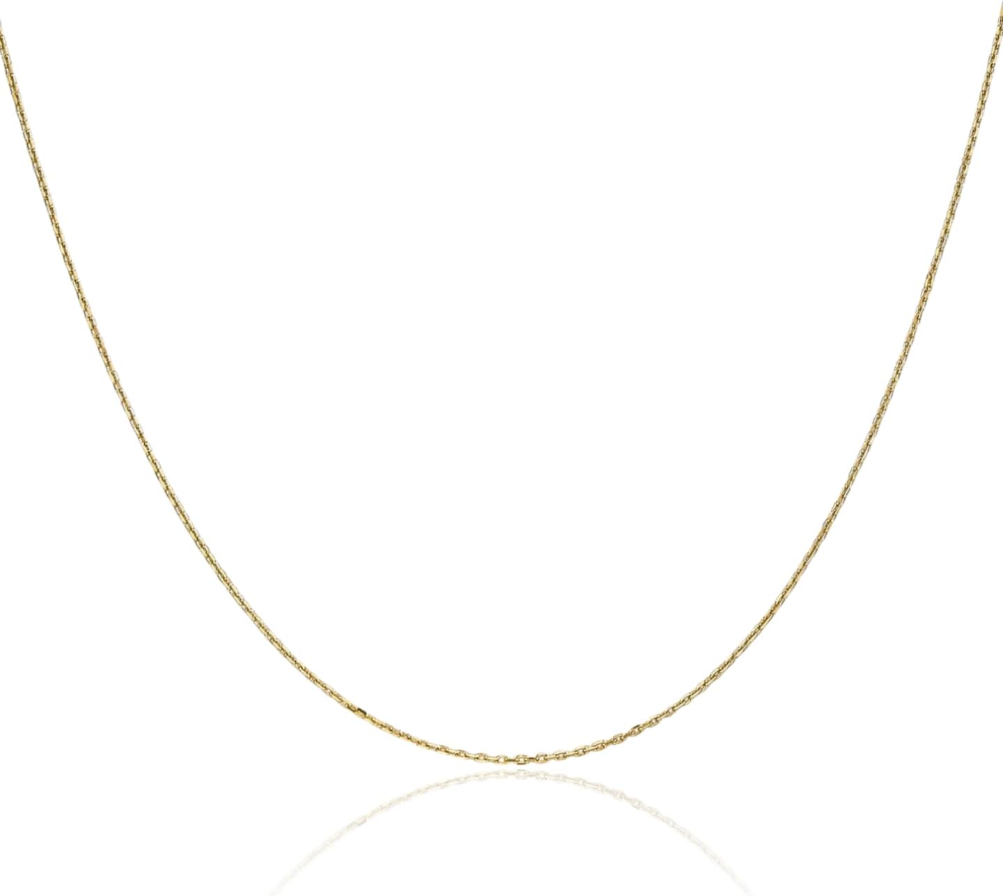 IceCarats 10K Solid Yellow Gold Round 0.8mm Dainty Cable Chain Necklace Diamond Cut
