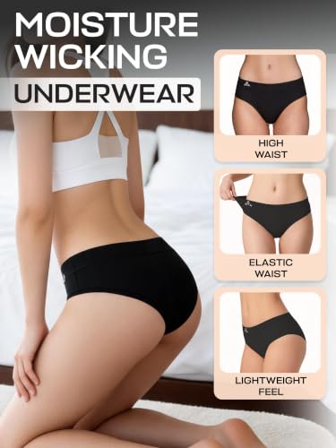Image of Balanced Tech Moisture Wicking Underwear for Women, Seamless Workout Hipster Brief Bikini Panties