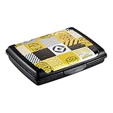 keeeper carla Handliche Box für Essen, 0,5 l, Mini, 17 x 13 x 3,5 cm, Brotdose/Lunchbox, Design: Minions, Mosaic, Schwarz