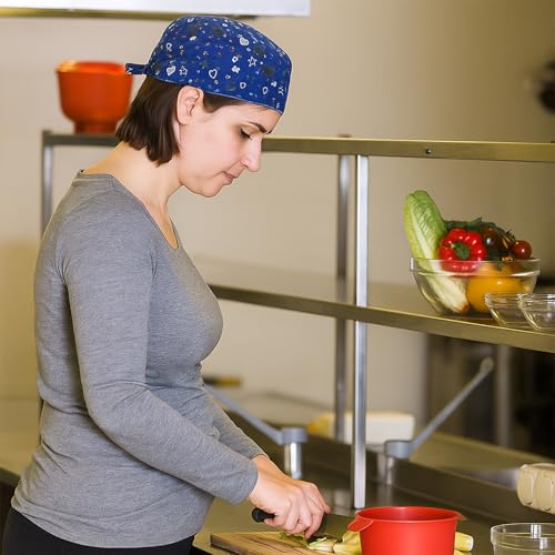 DOPENSPI 2 Stück OP Hauben Damen, Verstellbare Arbeitskappen Baumwolle Krankenschwester Haube mit Knöpfen und Schweißband für Damen und Herren