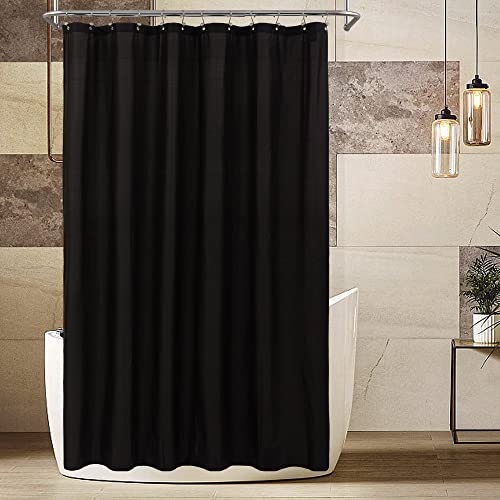 Image of ALYVIA SPRING Extra Long Waterproof Fabric Shower Curtain Liner Black 72x84