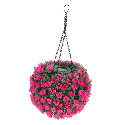 Toyvian Lampada Solare da Giardino con Palla di Fiori LED Rosa Sfera Decorativa Artificiale Appesa per Esterni per Matrimonio Balcone e Patio Fiori Veri Effetto Naturale