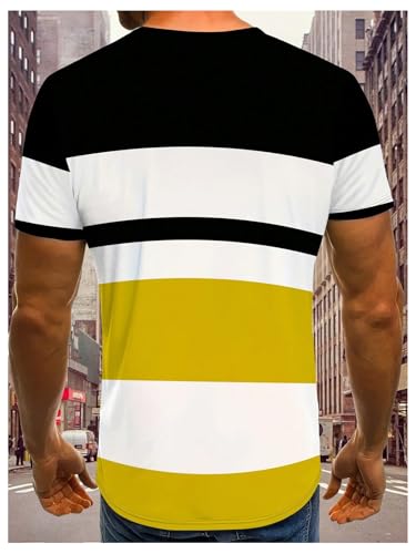 Image of RoseSeek Men's Color Block Short Sleeve Tee Shirts Casual Crewneck T Shirt Trendy Summer Tops