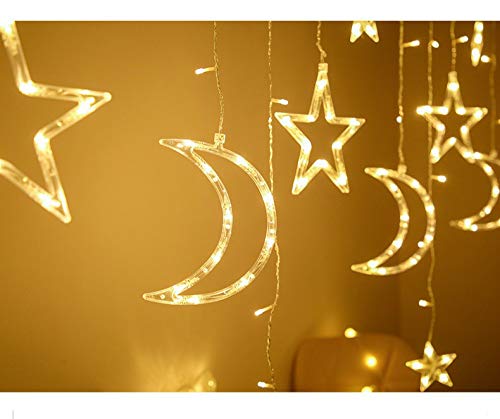 Alfeund 7.5Ft Decorative Starry String Curtain Lights Moons And Stars Led Night Light For Home Decoration Party,Remote Control Aa Battery/Usb Powered #TOP4