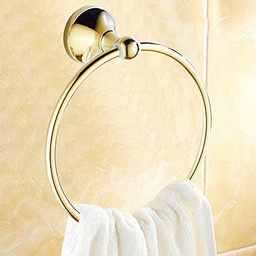 7Trees Bathroom Lavatory Towel Ring Wall Mount Hanging Towel Ring Aluminum Oxide Wall Mounted, Polished Gold #TOP3