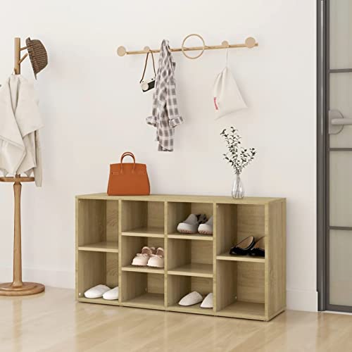 Xichuzi Banco Zapatero, Zapatero Recibidor, Banco Recibidor, Zapatero con Asiento, Banco Entrada Recibidor, de aglomerado Color Roble Sonoma 103x30x54,5 cm