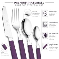 EXZACT 16 teilig Edelstahl Besteckset Farbe Griffe Lila für Familienessen – Ansicht 4