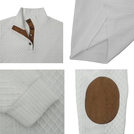 Dudlle Men's Cashmere Sweaters, Men's Outdoor Casual Stand Cashmere Button Long Sleeve Sweater, Cashmere Sweater 1/4 Button4