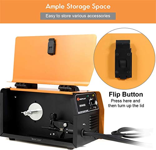 Goplus No Gas 130 Mig Welder, Igbt Inverter Automatic Feed Flux Core Wire Welding Machine W/Free Mask And Portable Handle, Synergic Adjustment Function(Yellow) #TOP4