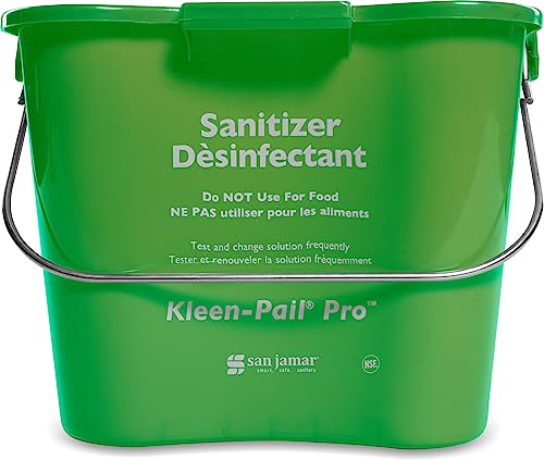 Image of San Jamar Kleen-Pail Pro Detergent Pail Cleaning Bucket with Bail Handle for Cleaning, Kitchens, Restaurants, And Janitorial Use, Plastic, 6 Quarts, Green, (Pack of 12)