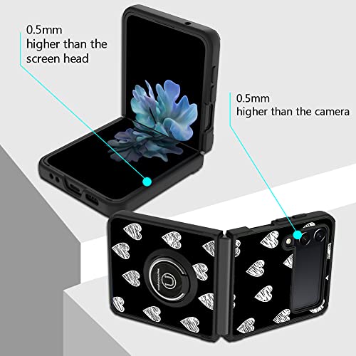 Bonoma Compatible Samsung Galaxy Z Flip 4 Case White Love Heart Pattern For Women Men, Galaxy Z Flip 4 Case With Ring Holder,Shockproof Bumper Anti Scratch Protective Case For Samsung Galaxy Z Flip 4 #TOP2