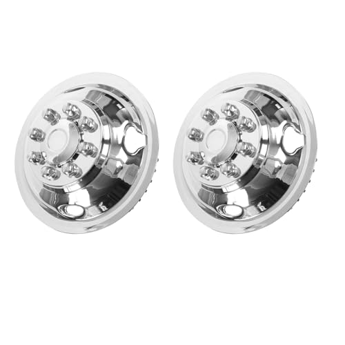 Image of 16 Wheel Simulators (2Pcs Front),8 Lug Polished Stainless Steel RV Hubcaps,Snap On Wheel Cover Compatible with1974-2000 GMC 3500, 1974-1998 Ford F350, 2008-2026 E350 /E450 DRW, 1974-1999 Dodge Ram 3500