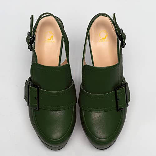 Image of SHODENSE Women Vintage Platform Chunky High Heels Pumps Shoes Round Closed Toe Platform Loafers Ankle Strap Block Heel Slingback Summer Sandals Backless Buckle Loafer Ladies Chic Sexy Party 4-11 M US