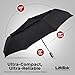 LifeTek Traveler 45 FX2 Windproof Travel Umbrella, Automatic Open Close, Compact for Rain and Sun, Fits in Purse or Backpack, Strong Lightweight Durable Frame, UV Protection, Small and Portable Black