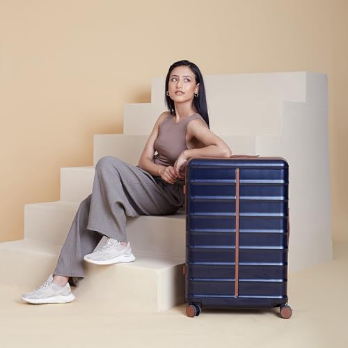 Image of Assembly Large Check-in Suitcase with Thoughtful Design & TSA Lock, Spacious Polycarbonate Hard Shell Luggage for Long Holidays, Blue, 28-Inch