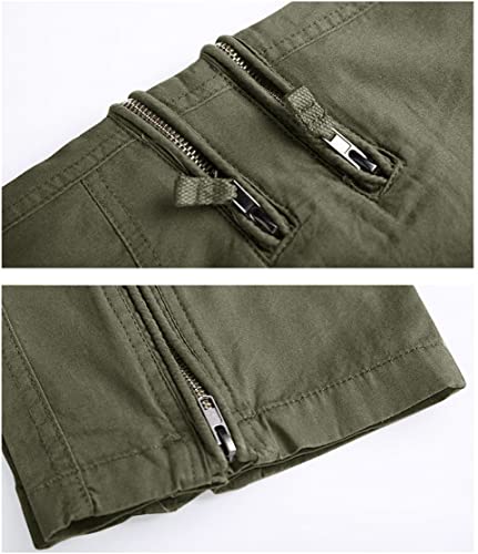 Foto von MAGCOMSEN Cargohose Herren Stretch Arbeitshosen Männer Baumwolle Tactical Hose Chino Funktionshose mit Seitentaschen Wanderhose Leichte Jagdhose Army Grün 32