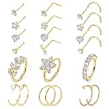 MLPKOI 21Pcs Piercing Nariz, Aros Septum Labio Anillo Tragus Helix Piercings, Anillos Segmento Bisagra, Anillo Opal Piercing, Conch Hélice Cartílago Septum Piercings Joya, Ópalo Pendiente Aros