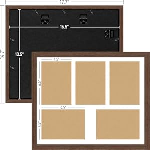 5x7 Picture Frame Collage 5 Openings, 13.5"x16.5" Multi Photo Collage Frame 5"x7" Gallery Wall Decor Wooden, Brown Frame with White Mat, Wood 5×7 Picture Frame Collage 5 Openings 135×165 Multi Photo Collage Frame 5×7 Gallery Wall Decor Wooden Brown Frame with White Mat Wood