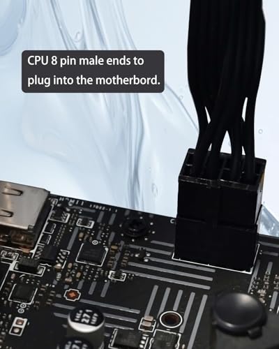 (Confezione da 2) Motherboard CPU ATX a 8 pin (4 + 4) Maschio per Femmina Estensione Cavo per alimentatori PSU da 9,5 pollici (24 cm) - Alimentatore - Immagine 6