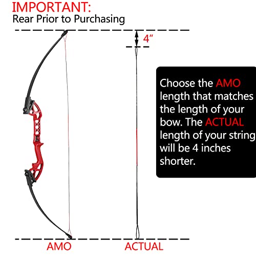 Archery Bowstring, Traditional Recurve Longbow Bow String Replacement - Available In Amo 58"-70" In 12 Strand - Made From Fast Flight Material … (Amo 66" (Actual 58"), Red) #TOP1