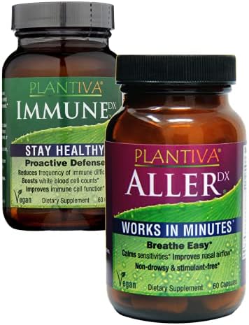 Plantiva AllerDx Capsules (60 Count) ImmuneDx (60 Capsules) Breathe Well Bundle 2CT