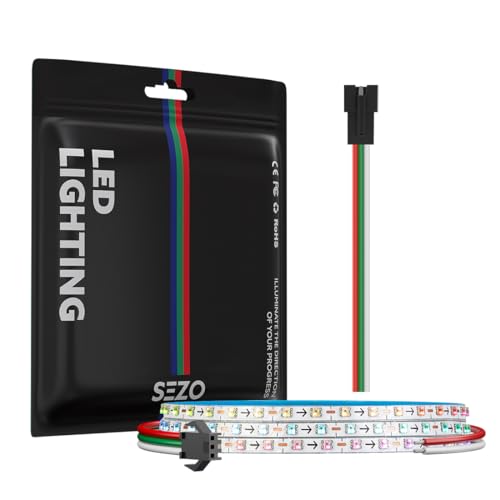 Image of SEZO WS2812B IC RGB LED Strip 160 Pixels /m 2.7mm Width Ultra Narrow Individually Addressable RGB Light 0807SMD Dream Full Color Flexible Tape 3.3ft IP30 DC5V(No Adapter or Controller)