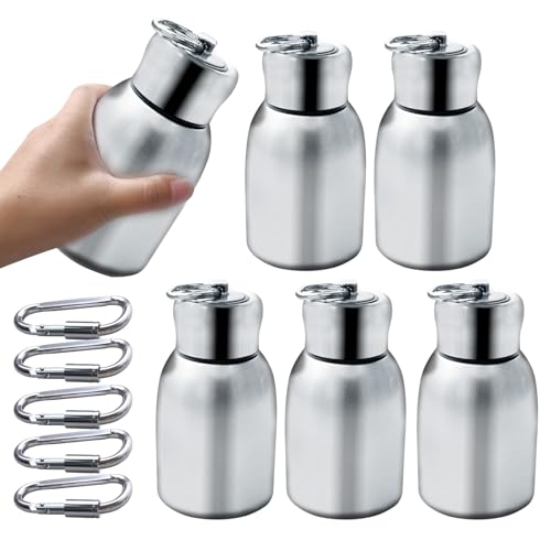 5 Pcs 10 oz Mini Stainless Steel Water Bottle Portable Drink Water Bottle Slim Insulated Thermal Design Small Vacuum Hot and Cold Water Bottle for Travel, Camping, and Sports(Silver)