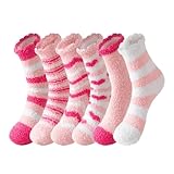 Kuschelsocken Damen, 6 Paar Winter Warme Flauschige Socken Dicke Weiche Thermo Haussocken Bettsocken...