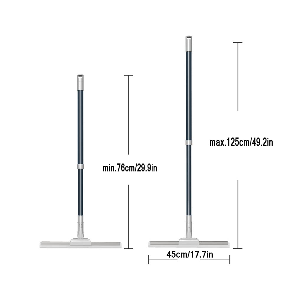 Besen mit mit Teleskopstiel Multifunktions-Magischer Besen Suprabesen für drinnen und draußen Haushaltssilikon-Wischmopp 125cm Lang Kehrbesen für Parkett, Steinböden und Fenster (45cm)