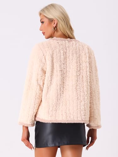 Allegra K Faux Fur Coats for Women's Casual Warm Overcoat Fluffy Winter Outerwear Jacket3