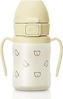 GROSMIMI 6oz Insulated 316 Stainless Steel Toddler Straw Cup - Leak-Proof Flip Top, BPA-Free Bear Design