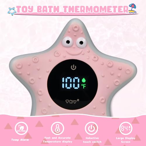 Image of Baby Bath Thermometer - Digital Floating Water Thermometer with LED Display & Color Temperature Alerts, Rechargeable Bath Toy for Infant Bathtub Safety, Newborn Bath Essentials Gift