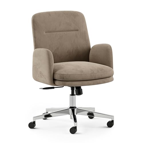 Image of Branch Softside Mid Century Modern Office Chair | Removable Arms with Luxury Cloud-Like Comfort, Adjustable Height, Integrated Lumbar Support, Velvet Fabric, Taupe