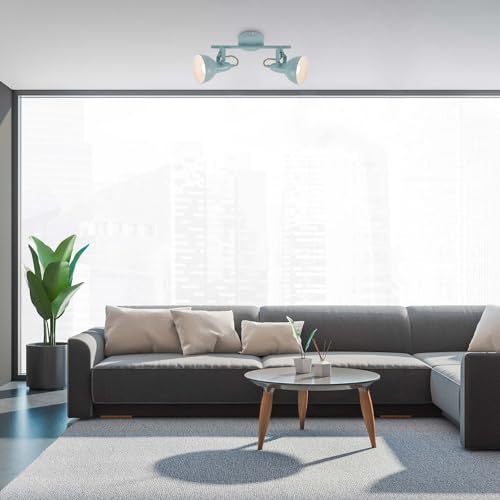 Focos LED interior techo orientables con dos tomas E14 y acabado menta BRILONER 4