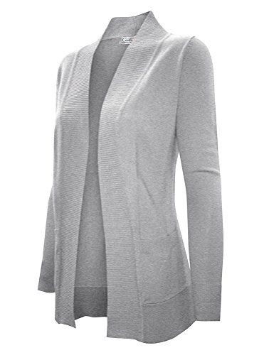 Image of Cielo Women's Solid Basic Open Front Pockets Knit Sweater Cardigan