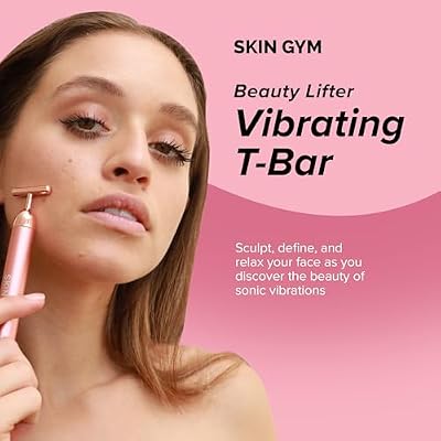 SKIN GYM Beauty Lifter Vibrating T-Bar Gold, Sonic Facial Massage Tool for Sculpting and Circulation