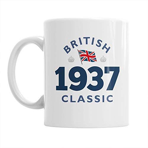 NA 80 cumpleaños, 80 cumpleaños Regalo, clásico británico, 80 cumpleaños Regalos para Hombres, 80 cumpleaños Regalos para Mujeres, cumpleaños 1937, Taza de café