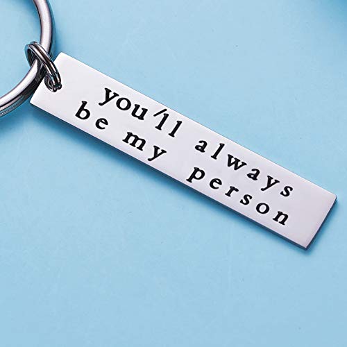 You’ll Always Be My Person Stainless Steel Rectangle Keychain Keyring Best Friend Boyfriend Girlfriend (Person-Keychain-02) #TOP4