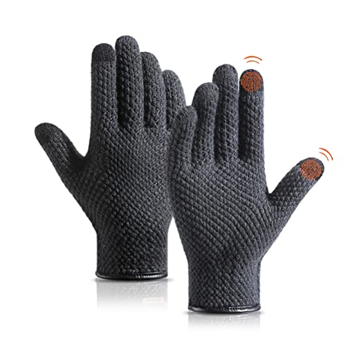 LIAOLI Winter Strickhandschuhe für Männer Frauen Touchscreen Winddicht Fleece gefüttert Warme Handschuhe für Radfahren Reiten Arbeit Wandern Skifahren Cover