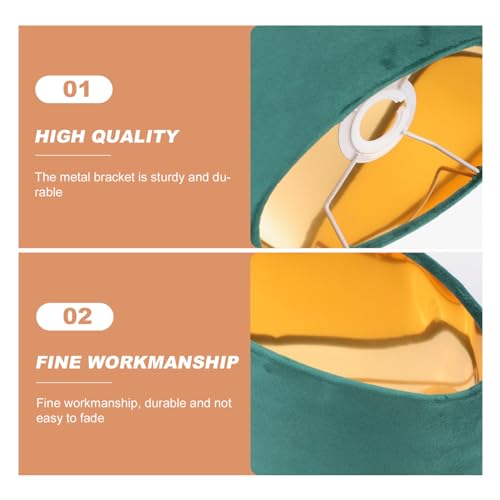 Lurrose Practical Oval Lampshade 9X5X7 Inch Green Fabric Clip-on Lamp Shade for Table Bedside and Floor Lamps Indoor Lighting Cover - Image 2