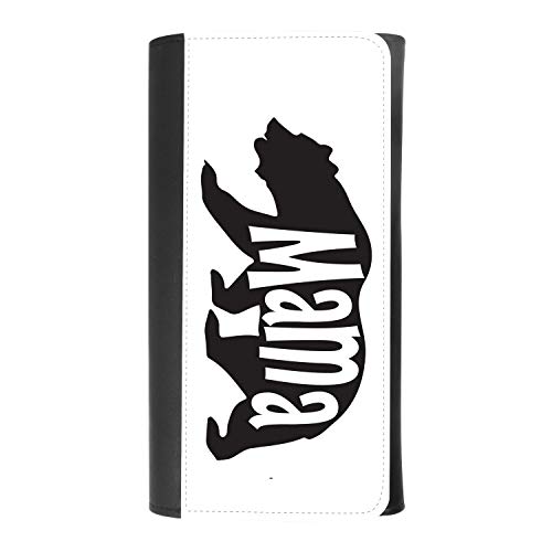 (Bear Mama) women's Patterned Leather Buckle Trifold Wallet Bag Pouch Holster With Credit Card Holder insurance for smartphones