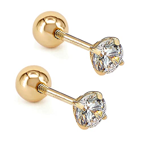 Boucles d'oreilles argent sterling 925 et zircone cubique ronde