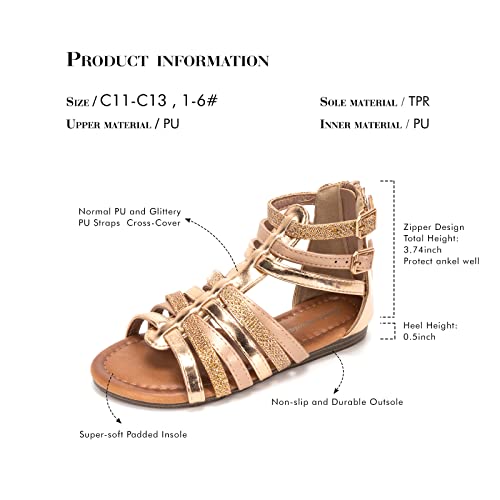 Image of FUNKYMONKEY Girls Gladiator Strap Sandals Flat Thong Cross Strappy Sandals