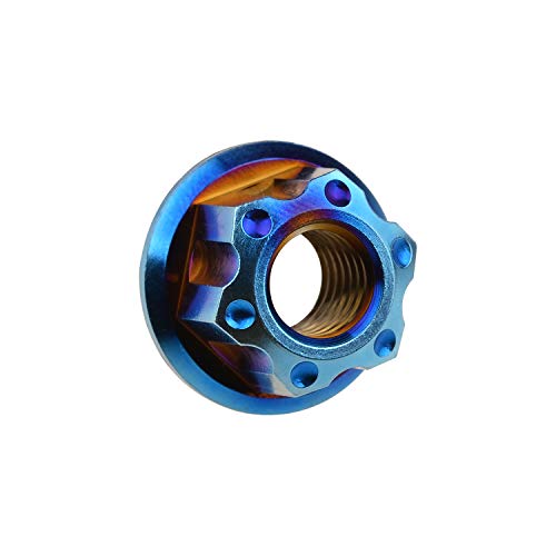 Image of Titanium M6 M8 M10 M12 M14 M16 Flange Bolt Nut Bicycle Motorcycle Rear Axle Car Modification Accessories Pack of 6 (M14 Pitch 1.5mm, Fire Blue)