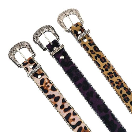 Unique Pattern Belt Stylish Leopards Velvets Waist Belt Jeans Decorative Punk Waistband For Stylish Outfit3