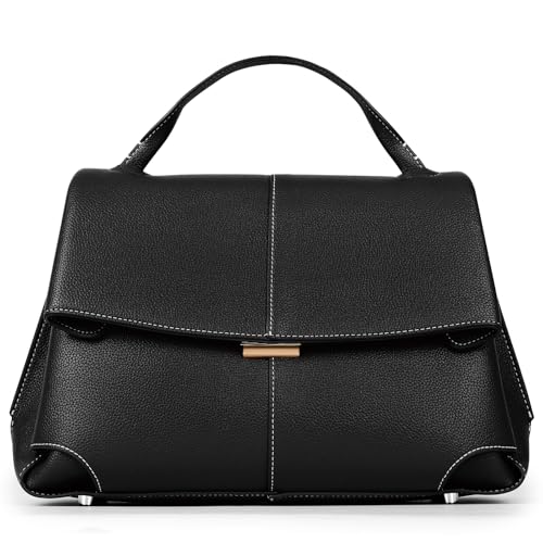 HICARRY Top Handle Bag Handbags Large Faux Leather Satchel Bags for Women Luxury Designer Business Crossbody Work Tote Purse, Black