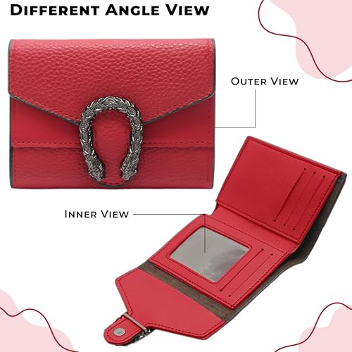 Image of Kraptick Women's Wallet -Stylish and Compact Purse Clutch Wallet for Women, Stylish Card Coin Holder, Debit Card Holder, Money Organizer and Travel Wallet for Women with 8 Slots (Red)