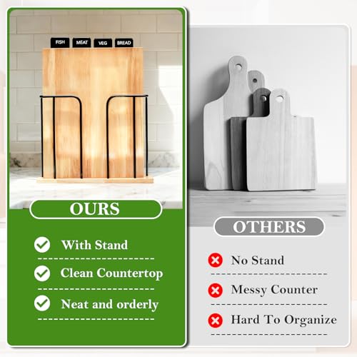 Set de 4 tablas de cortar de madera con soporte miniatura 6